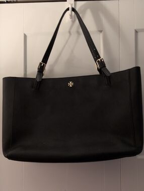 Tory Burch Black Logo Tote with Gold Hardware No Call Outs Nwot